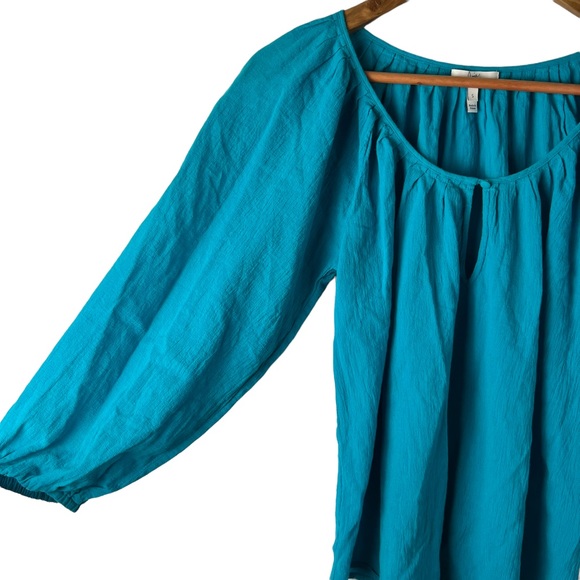 Joie Khan Peacock Blue Pullover Peasant Blouse - Picture 5 of 7